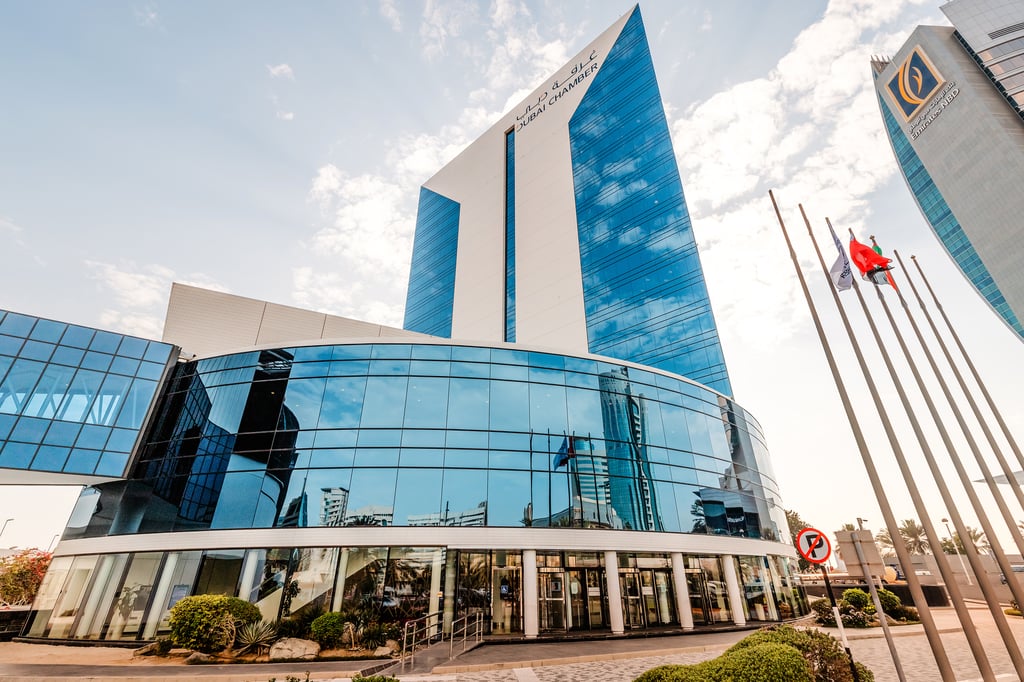 Glass building with 