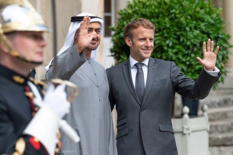 UAE President begins official visit to France, meets Macron