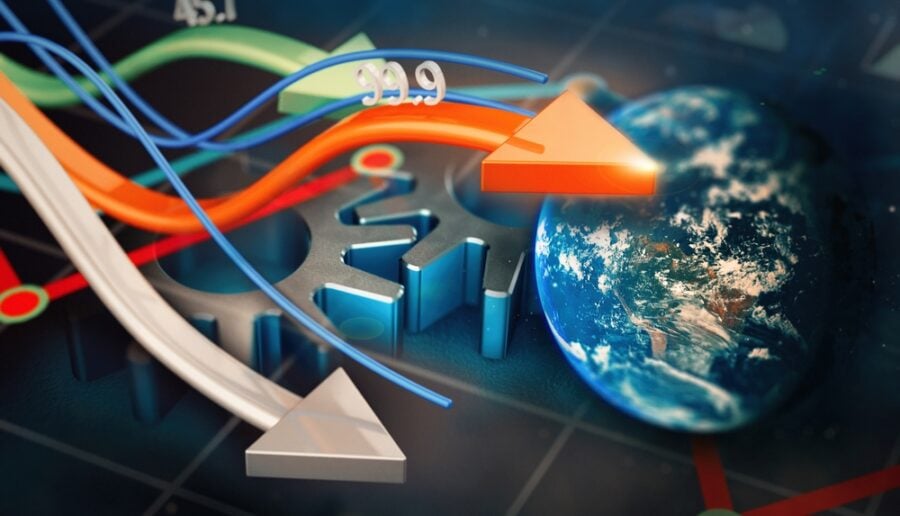 Arrows and global gear system near Earth with the number “39.9.”