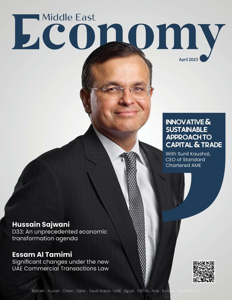 Man in a suit on the cover of Middle East Economy magazine.