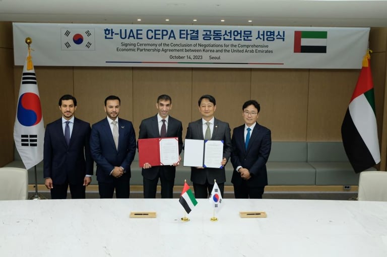 الإمارات وكوريا تنجزان مفاوضات اتفاقية الشراكة الاقتصادية الشاملة