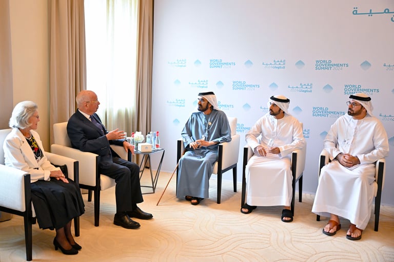 WGS 2024: Sheikh Mohammed meets Klaus Schwab, Kristalina Georgieva in Dubai
