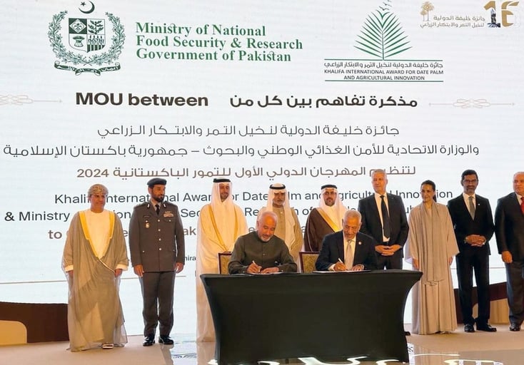 الإمارات تدعم باكستان لتعزيز الابتكار والبحث الزراعي بمجال زراعة النخيل