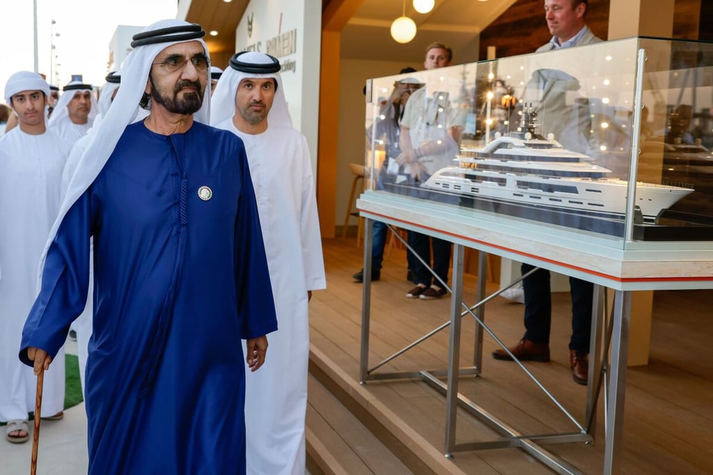 Sheikh Mohammed takes a tour of the boat show.
