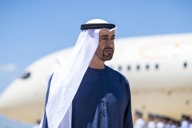 UAE President Sheikh Mohamed arrives in Italy to attend G7 session on AI and energy