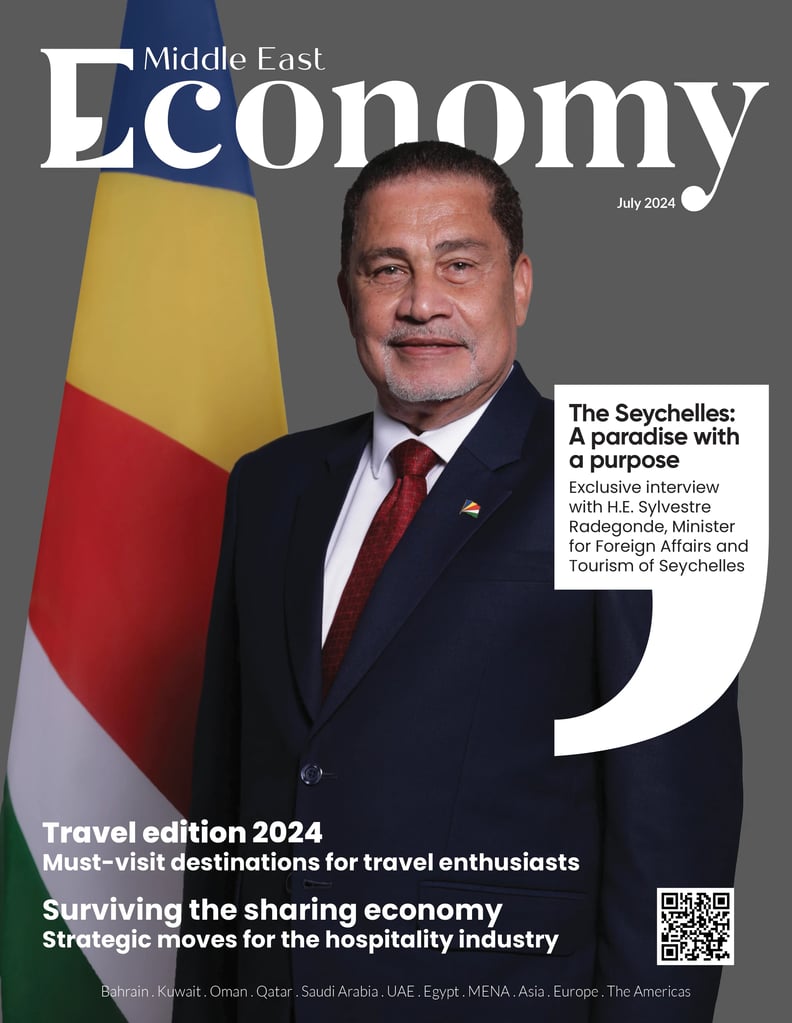 Man on "Middle East Economy" magazine cover.