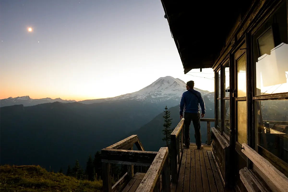 A man at a chalet