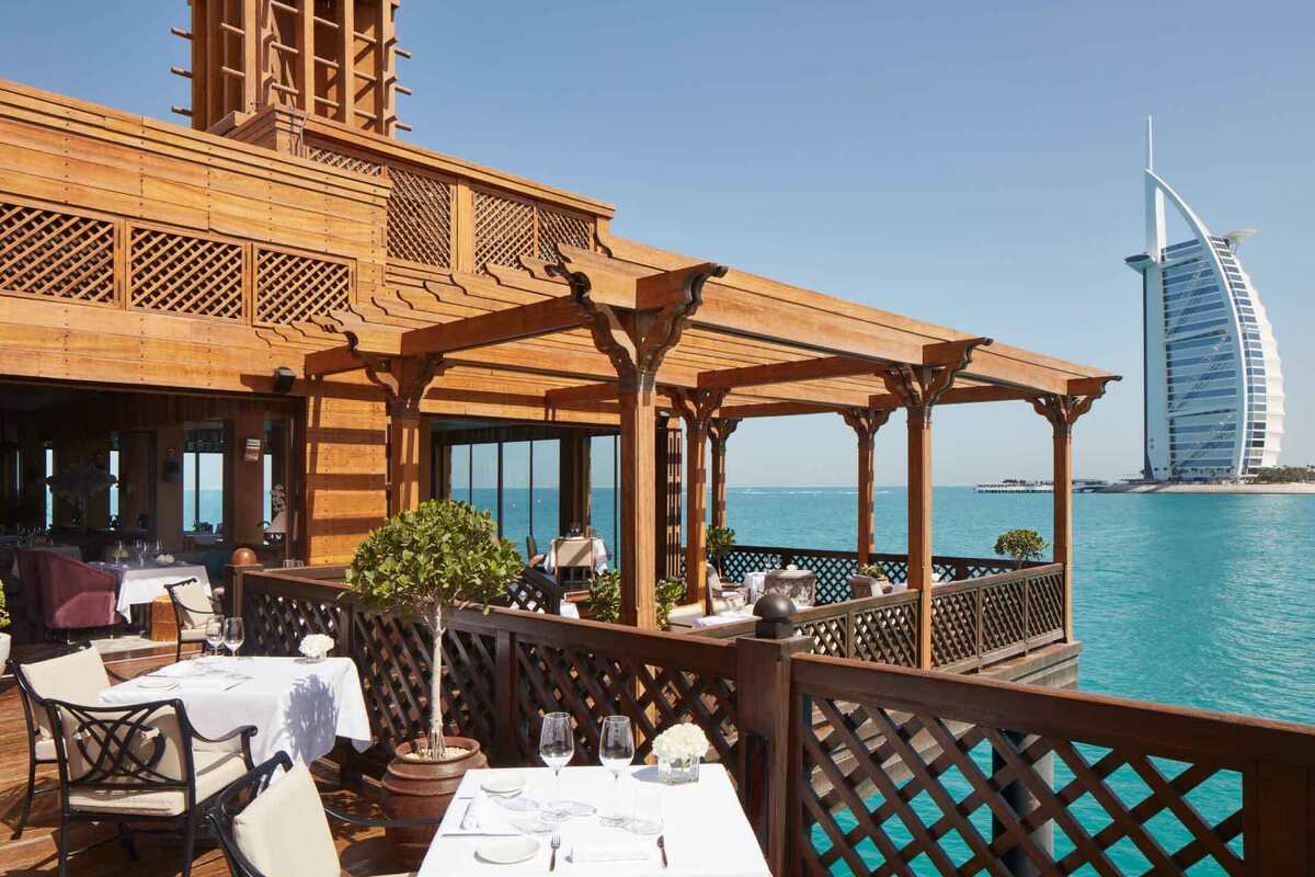 The Pierchic restaurant with the Burj Al Arab in the background