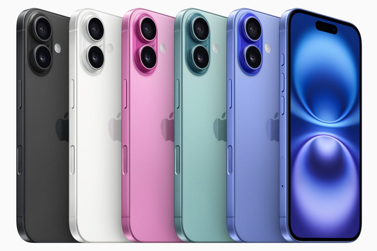 iPhone 16 and iPhone 16 Plus will be available in five colors: black, white, pink, teal, and ultramarine