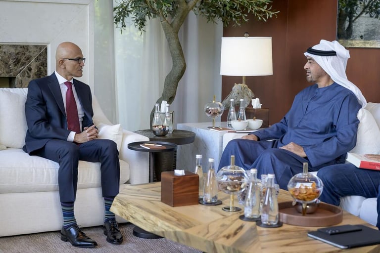 UAE President Sheikh Mohamed meets Microsoft, BlackRock and Nvidia CEOs on U.S. visit