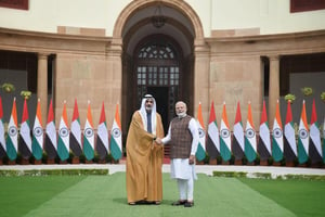 Abu Dhabi Crown Prince Sheikh Khaled meets Indian Prime Minister Narendra Modi