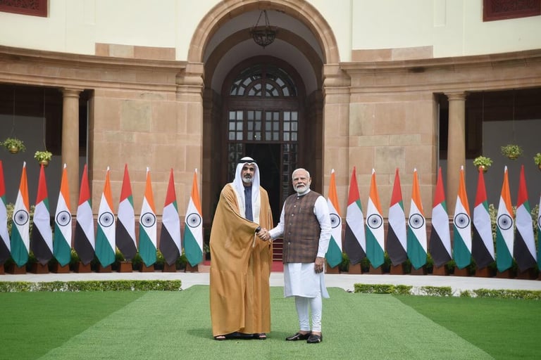 Abu Dhabi Crown Prince Sheikh Khaled meets Indian Prime Minister Narendra Modi