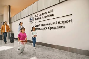 What is the US Customs pre-clearance facility at Abu Dhabi airport and how does it work?