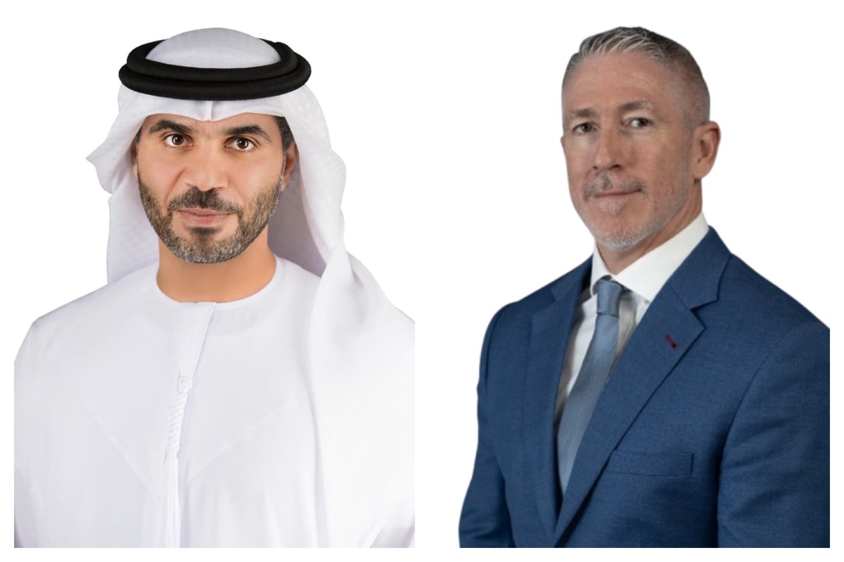 Humaid Matar Al Dhaheri, managing director and CEO of ADNEC Group, and Bill O'Regan, group CEO of Modon Holding