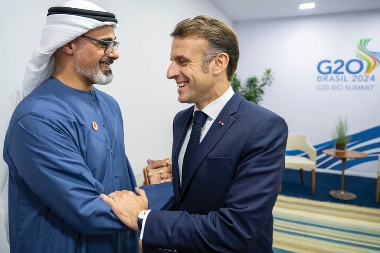 G20: Crown Prince of Abu Dhabi engages in talks with Presidents of France, Egypt, and South Africa