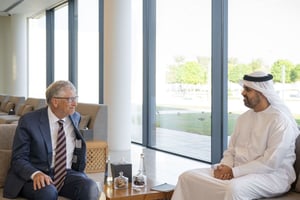 Sheikh Theyab and Bill Gates discuss AI's role in advancing health, education, and food systems