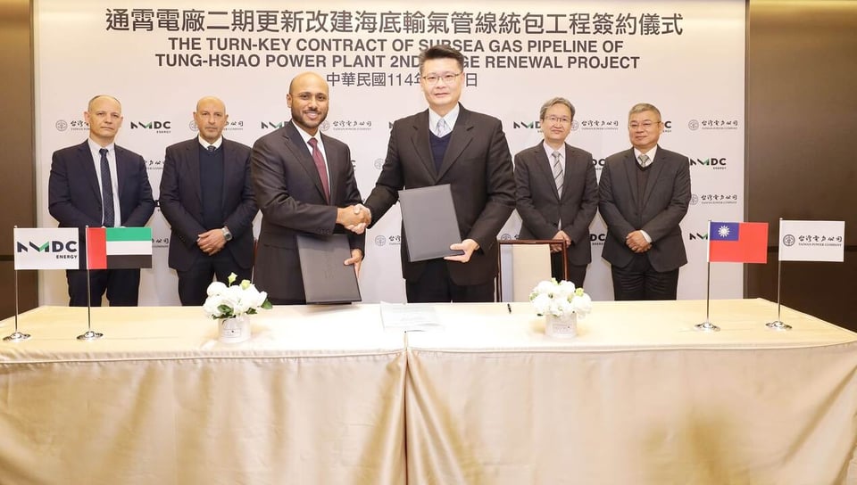 UAE’s NMDC Energy awarded $1.136 billion contract for Taiwan subsea gas pipeline project