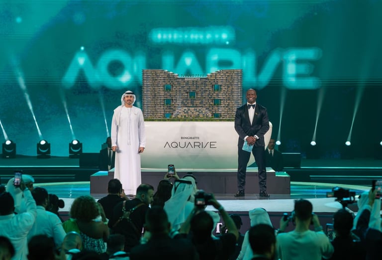 Binghatti Developers welcomes Hollywood star Terry Crews to luxuy architectural landmark Aquarise
