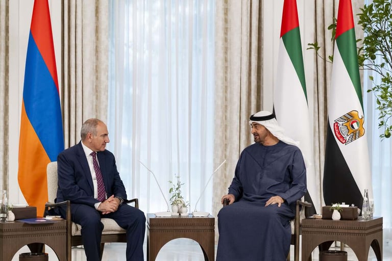 UAE President, Armenia Prime Minister discuss enhancing economic and investment ties